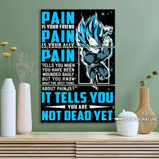 Dragon Ball - 3 Piece Wall Art - DR056 - Quitting Is Not - Vegeta - Super Saiyan Blue - Dragon Ball Canvas