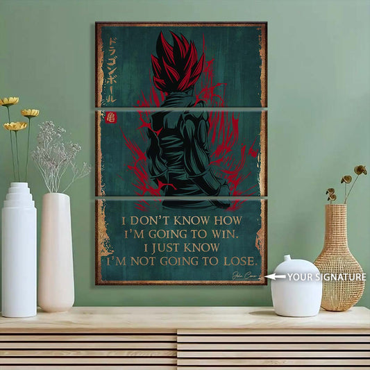 Dragon Ball - 3 Piece Wall Art - DR059 - I'm Not Going To Lose - Goku - Vegeta - Vegeto - Super Saiyan God - Dragon Ball Canvas