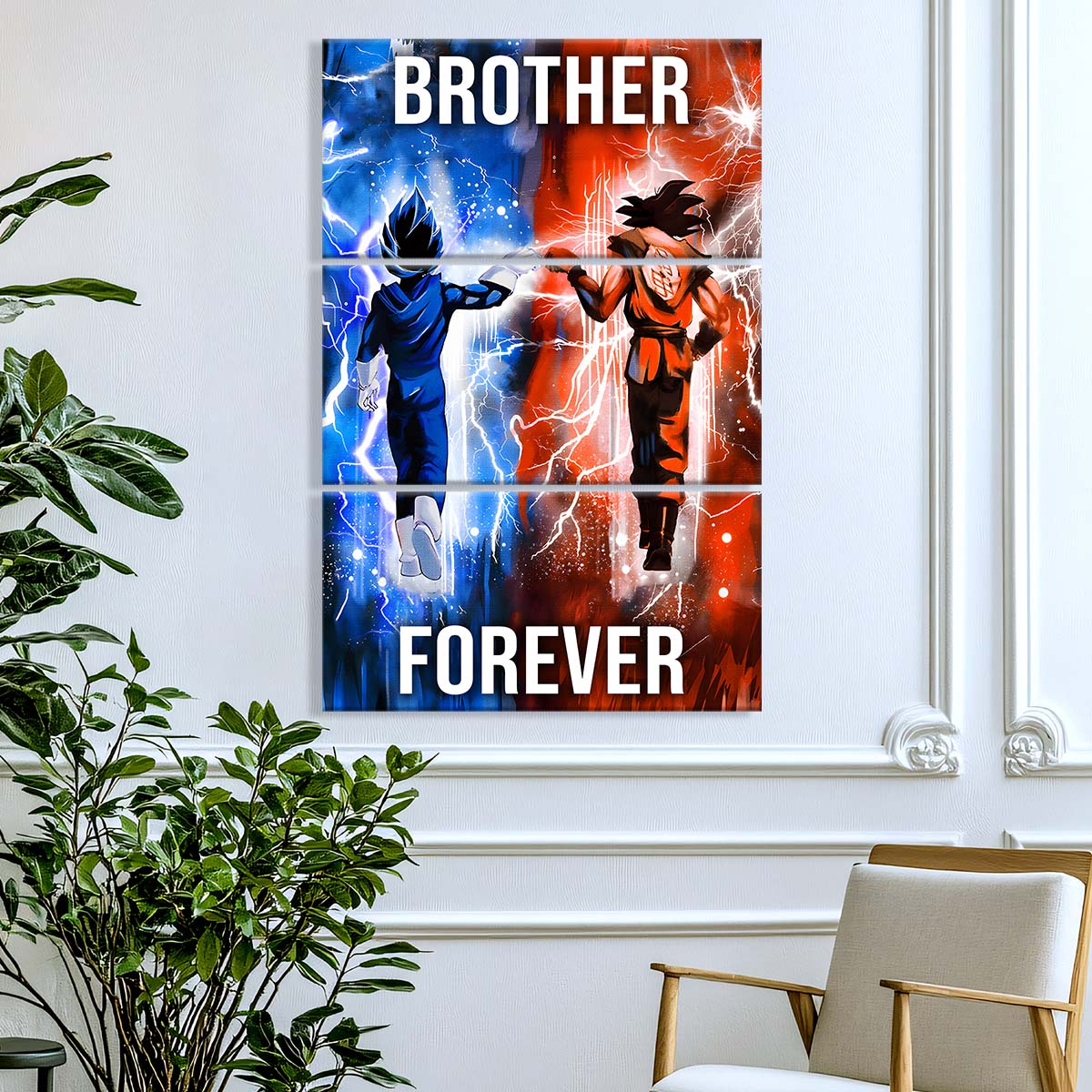 Dragon Ball - 3 Piece Wall Art - DR073 - Brother Forever - Goku - Vegeta - Dragon Ball Canvas