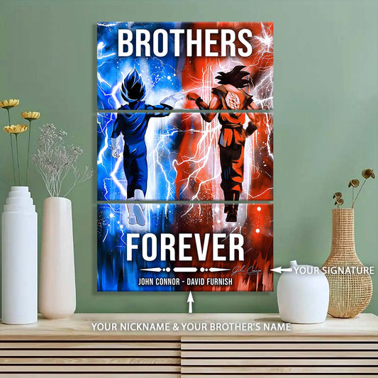 Dragon Ball - 3 Piece Wall Art - DR074 - Brothers Forever - Goku - Vegeta - Dragon Ball Canvas