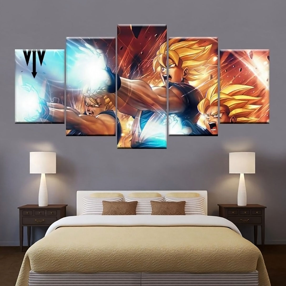 Dragon Ball - 5 Pieces Wall Art - Goku - Gohan - Goten - Super Saiyan - Printed Wall Pictures Home Decor - Dragon Ball Poster - Dragon Ball Canvas