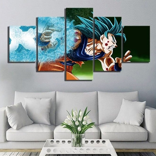 Dragon Ball - 5 Pieces Wall Art - Super Saiyan Blue Goku - Printed Wall Pictures Home Decor - Dragon Ball Poster - Dragon Ball Canvas
