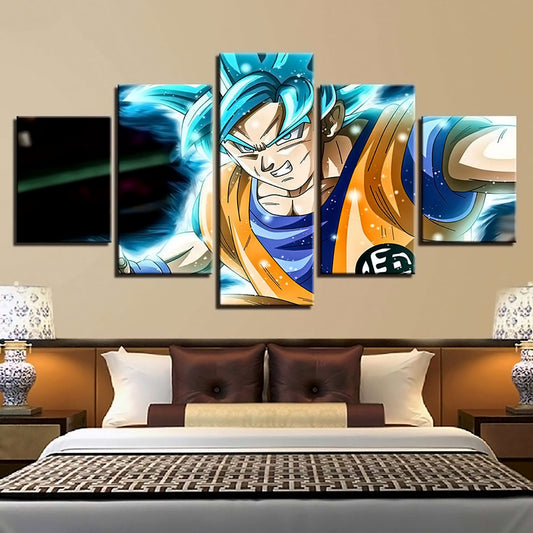 Dragon Ball - 5 Pieces Wall Art - Mastered Ultra Instinct Goku - Printed Wall Pictures Home Decor - Dragon Ball Poster - Dragon Ball Canvas