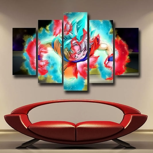 Dragon Ball - 5 Pieces Wall Art - Goku - Super Saiyan Blue - Printed Wall Pictures Home Decor - Dragon Ball Poster - Dragon Ball Canvas