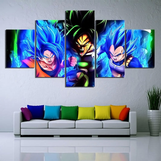 Dragon Ball Super Canvas Wall Art - DR5177 - Super Saiyan Blue Goku - Super Saiyan Blue Vegeta vs Broly