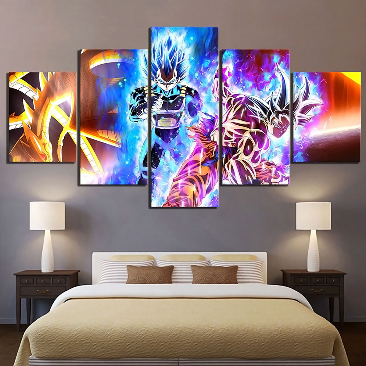 Dragon Ball Super Canvas Wall Art - DR5140 - Ultra Instinct Goku - Super Saiyan Blue Vegeta
