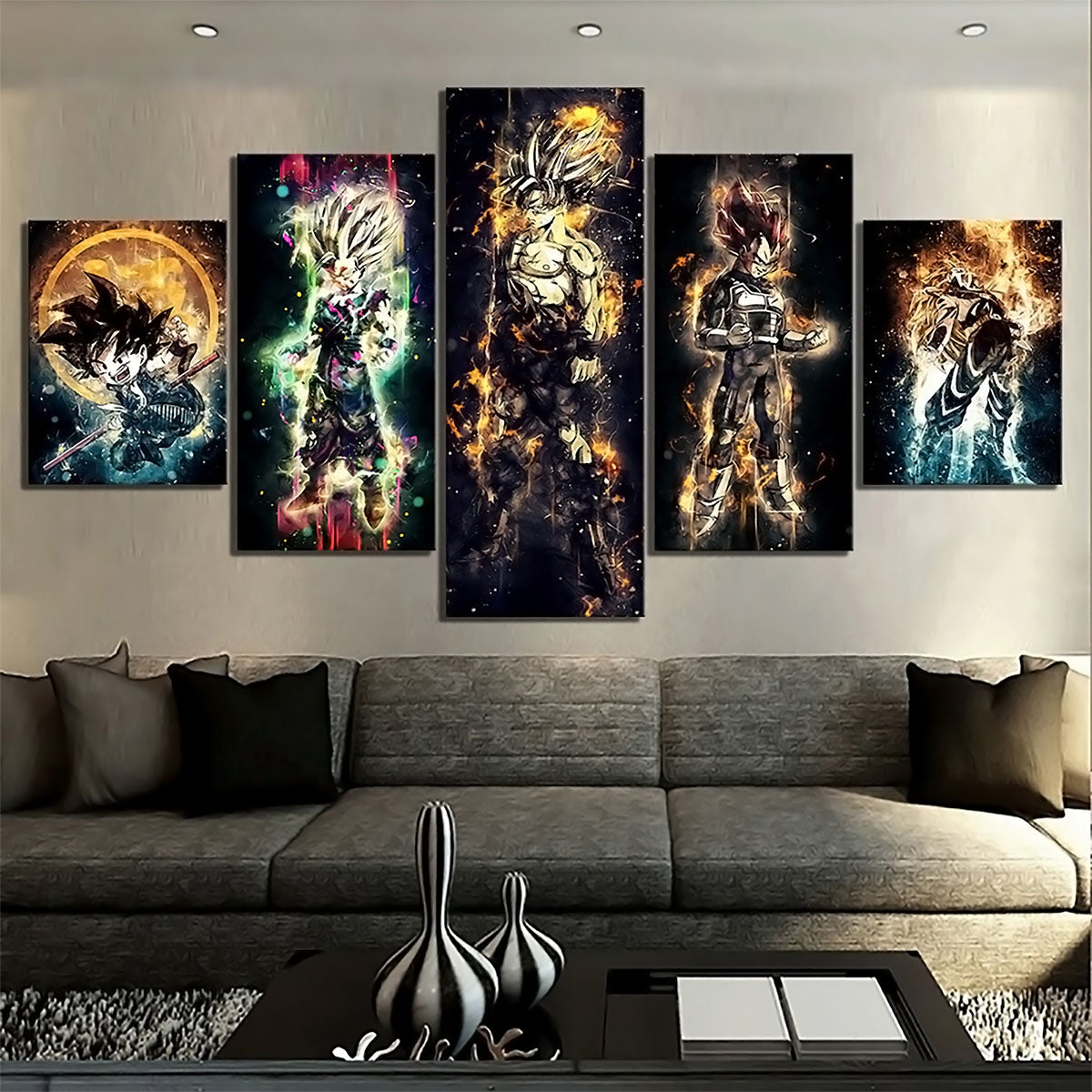Dragon Ball Canvas Wall Art - DR5145 - Ultra Instinct Goku - Super Saiyan God Vegeta - Beast Gohan