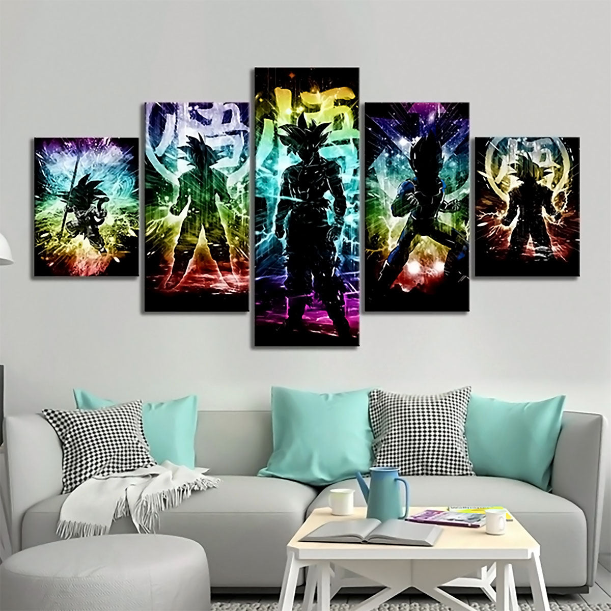 Dragon Ball - 5 Pieces Wall Art - Goku - Vegeta - Kid Goku - Printed Wall Pictures Home Decor - Dragon Ball Poster - Dragon Ball Canvas