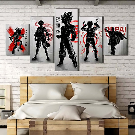 Dragon Ball - 5 Pieces Wall Art - Goku - Naruto - Luffy - Printed Wall Pictures Home Decor - Dragon Ball Poster - Dragon Ball Canvas