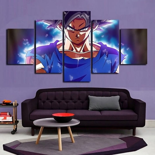 Dragon Ball - 5 Pieces Wall Art - Mastered Ultra Instinct Goku - Printed Wall Pictures Home Decor - Dragon Ball Poster - Dragon Ball Canvas