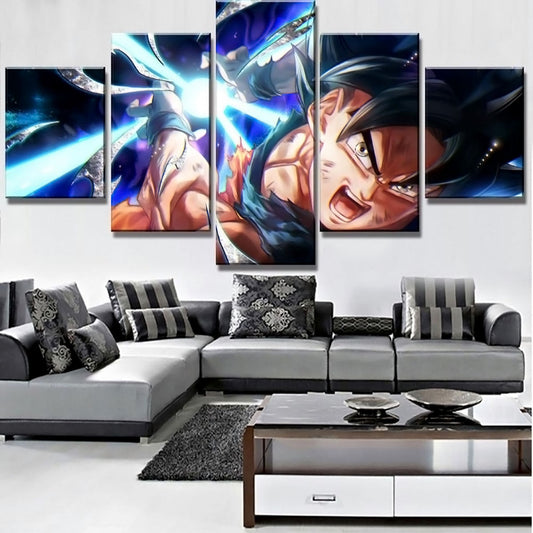 Dragon Ball - 5 Pieces Wall Art - Mastered Ultra Instinct Goku - Printed Wall Pictures Home Decor - Dragon Ball Poster - Dragon Ball Canvas