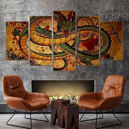 Dragon Ball - 5 Pieces Wall Art - Shenglong - Printed Wall Pictures Home Decor - Dragon Ball Poster - Dragon Ball Canvas