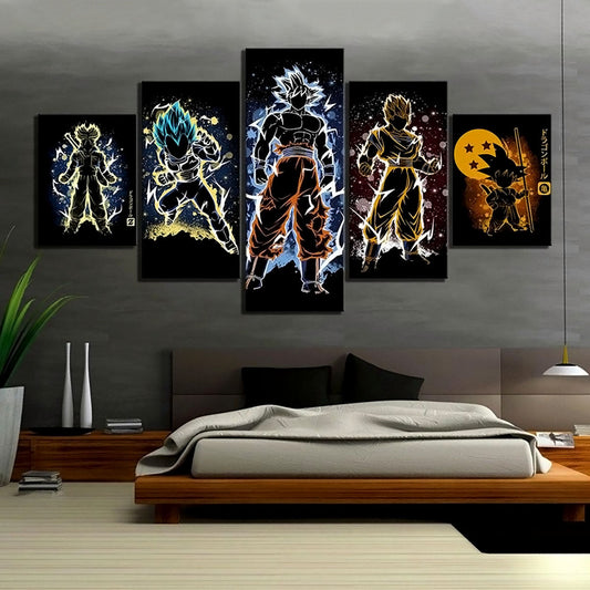 Dragon Ball Canvas Wall Art - DR5178 - Ultra Instinct Goku - Super Saiyan Blue Vegeta - Gohan - Trunks