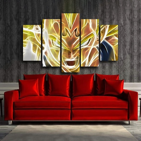 Dragon Ball - 5 Pieces Wall Art - Super Saiyan Vegeta - Printed Wall Pictures Home Decor - Dragon Ball Poster - Dragon Ball Canvas