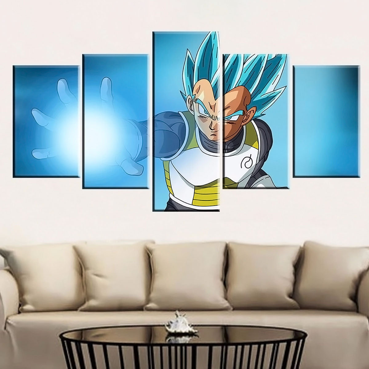 Dragon Ball - 5 Pieces Wall Art - Vegeta - Super Saiyan Blue - Printed Wall Pictures Home Decor - Dragon Ball Poster - Dragon Ball Canvas
