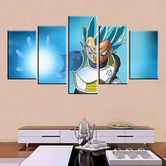 Dragon Ball - 5 Pieces Wall Art - Vegeta - Super Saiyan Blue - Printed Wall Pictures Home Decor - Dragon Ball Poster - Dragon Ball Canvas