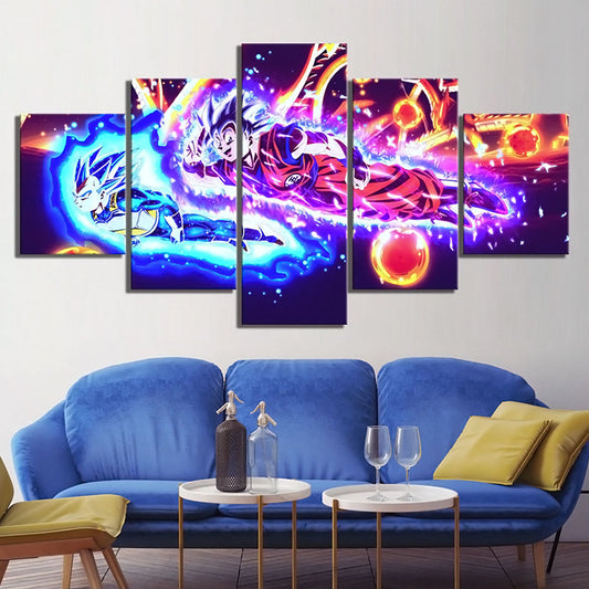 Dragon Ball - 5 Pieces Wall Art - Mastered Ultra Instinct Goku - Super Saiyan Blue Vegeta - Printed Wall Pictures Home Decor - Dragon Ball Poster - Dragon Ball Canvas