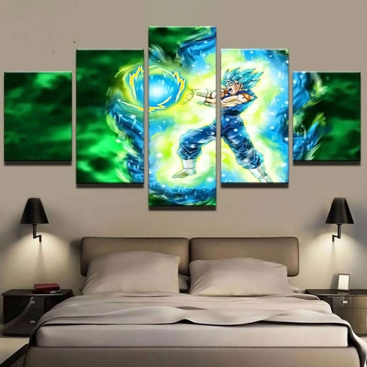 Dragon Ball - 5 Pieces Wall Art - Super Saiyan Blue - Printed Wall Pictures Home Decor - Dragon Ball Poster - Dragon Ball Canvas