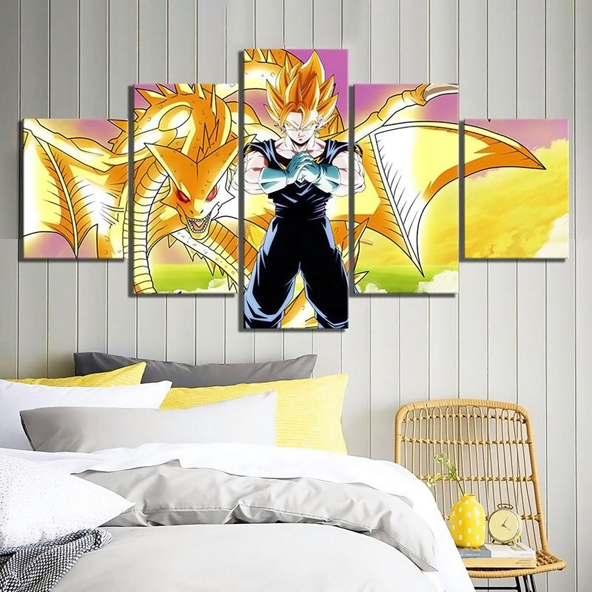 Dragon Ball - 5 Pieces Wall Art - Vegeto And God Shenglong - Printed Wall Pictures Home Decor - Dragon Ball Poster - Dragon Ball Canvas