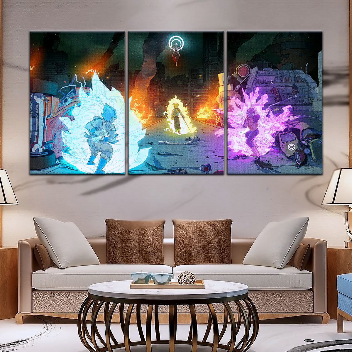 Dragon Ball Super Canvas Wall Art - DR5060 - Super Saiyan Blue Goku - Ultra Ego Vegeta vs Zamasu