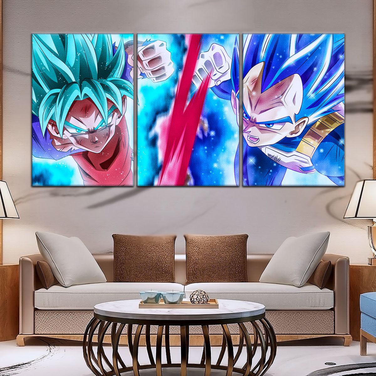 Dragon Ball Super Canvas Wall Art - DR5080 - Super Saiyan Blue Goku - Super Saiyan Blue Vegeta