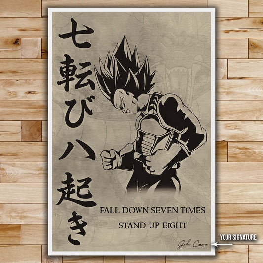 Dragon Ball Wall Art - Dragon Ball Poster - Dragon Ball Canvas - Fall Down Seven Times Stand Up Eight - Vegeta - DR012 - Vertical Poster - Vertical Canvas