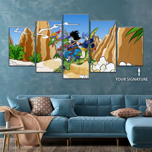 Dragon Ball Canvas Wall Art - DR5067 - Goku and Bulma Riding Dragon