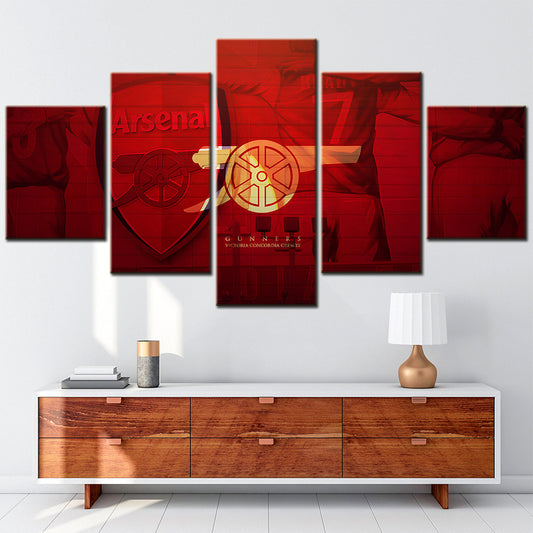 Football - 5 Pieces Wall Art - FB5009 - Arsenal Football Club Logo Red - Football Poster - Football Canvas