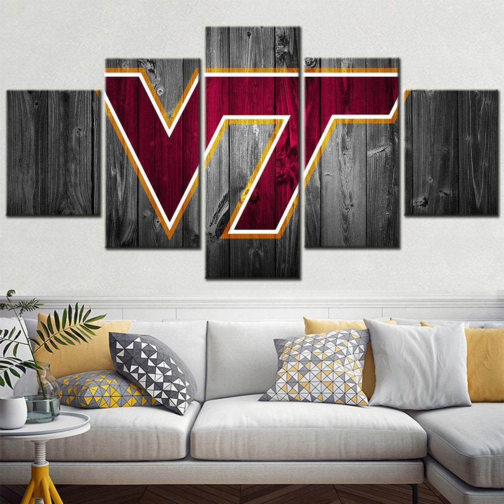 Football Team - 5 Pieces Wall Art - FT5012 - Virginia Tech Hokies football - Football Team Poster - Football Team Canvas