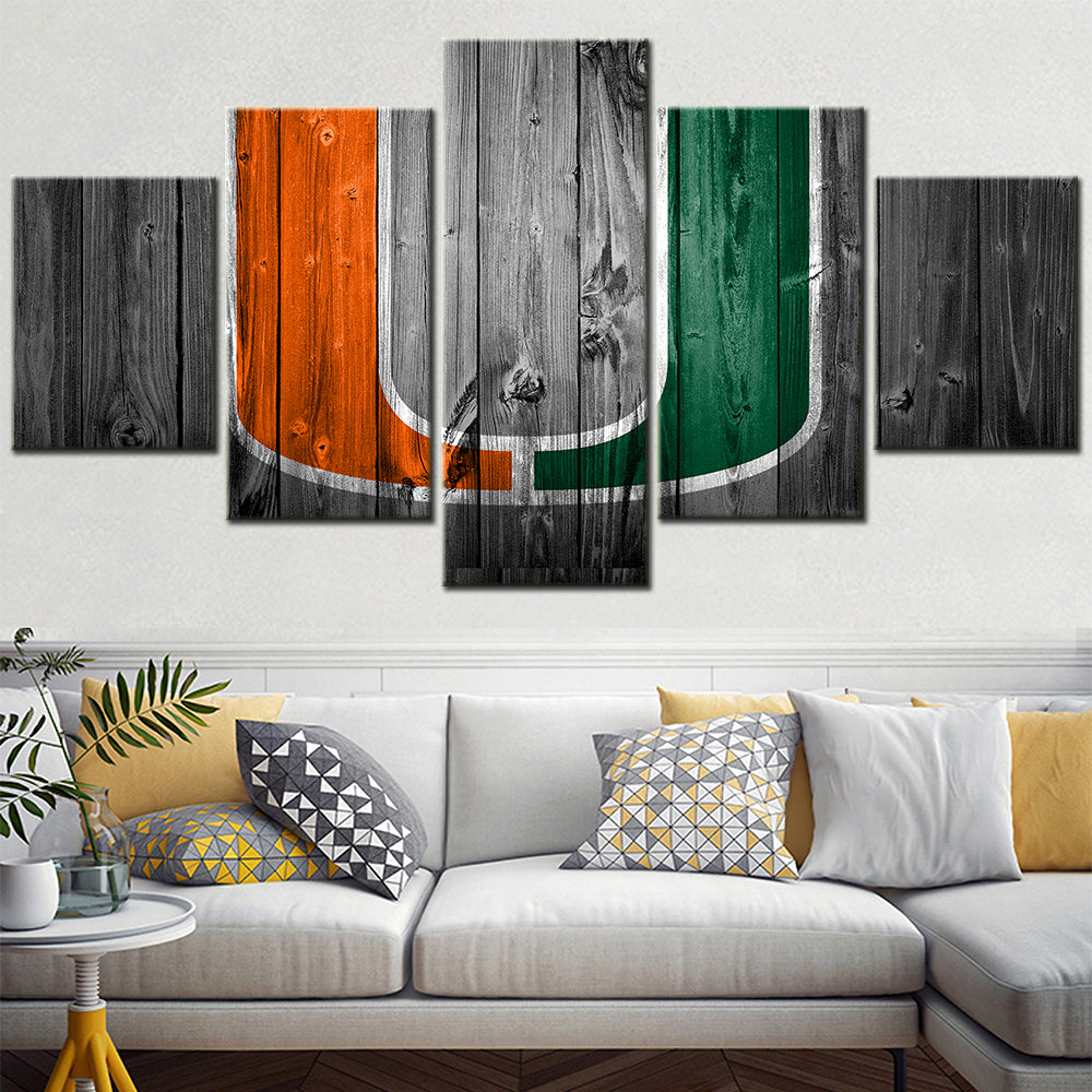 Football Team - 5 Pieces Wall Art - FT5016 - Miami Hurricanes Football - Football Team Poster - Football Team Canvas