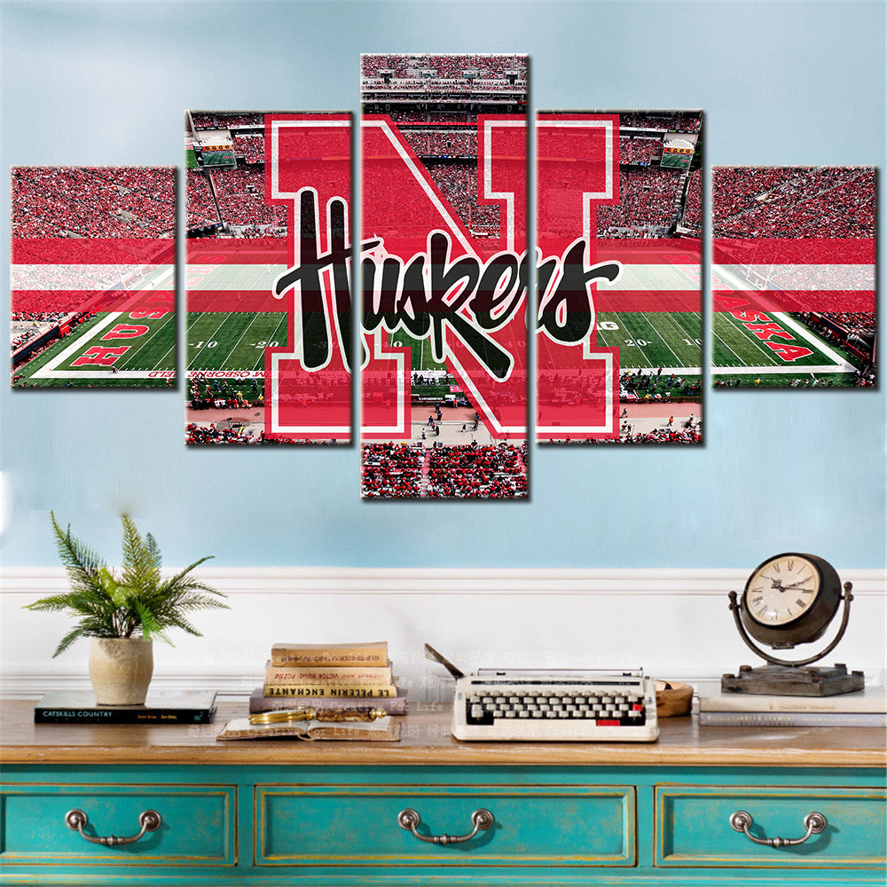 Football Team - 5 Pieces Wall Art - FT5021 - Nebraska Cornhuskers - Huskers - Football Team Poster - Football Team Canvas