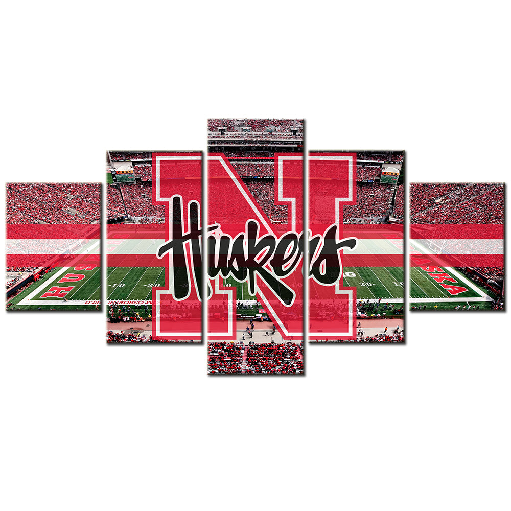 Football Team - 5 Pieces Wall Art - FT5021 - Nebraska Cornhuskers - Huskers - Football Team Poster - Football Team Canvas