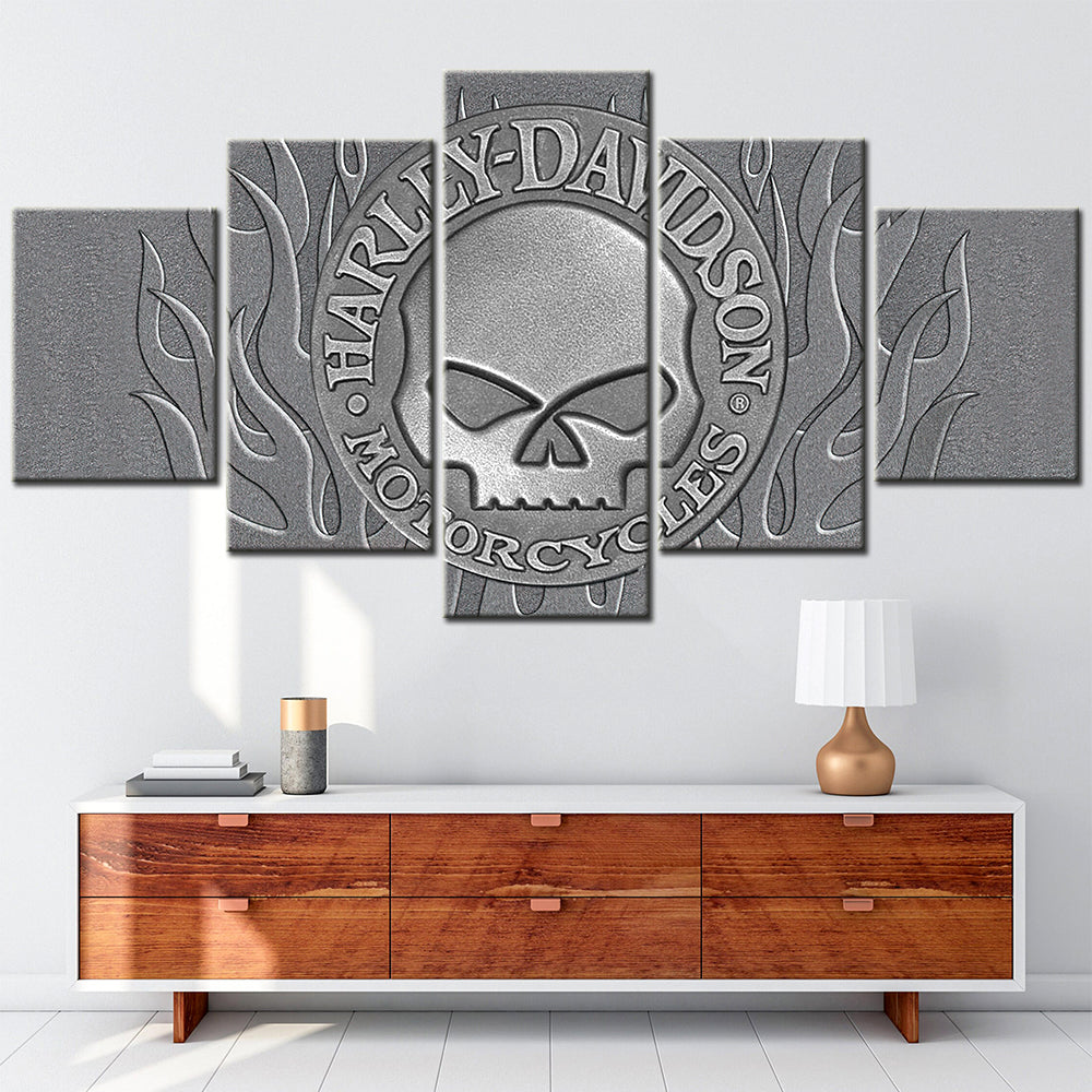 Harley Davidson - 5 Pieces Wall Art - HD5005 - Harley Davidson - Willie G Skull - Motor Cycles - Harley Davidson Poster - Harley Davidson Canvas