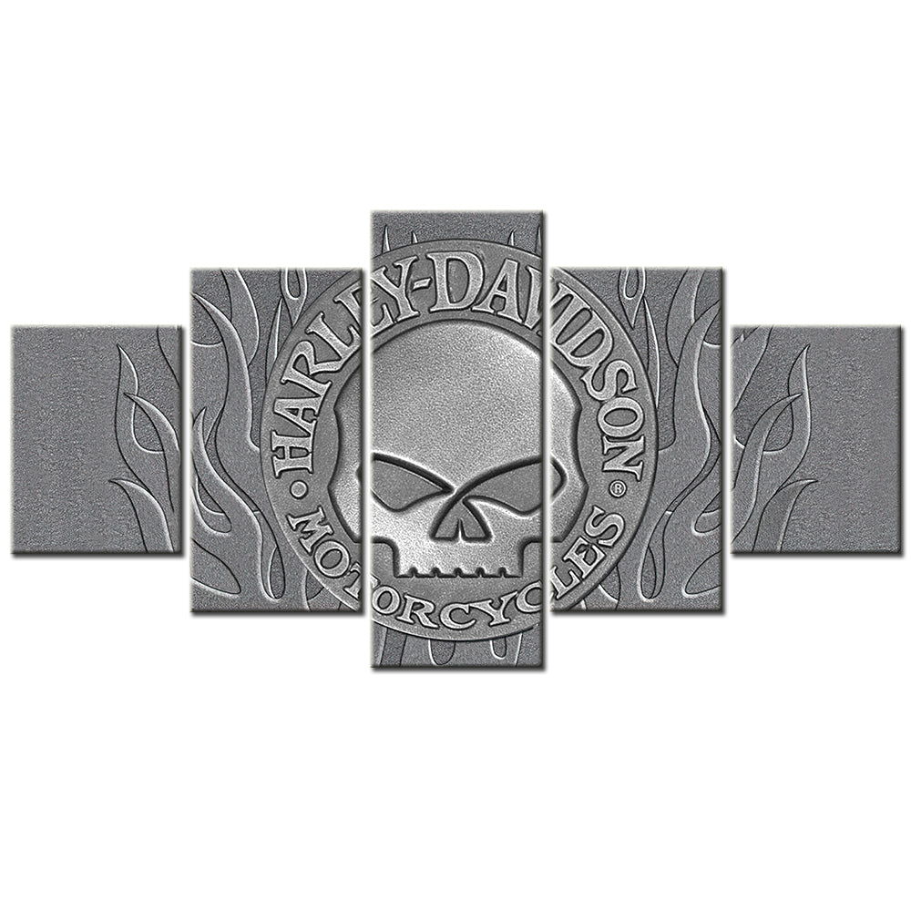 Harley Davidson - 5 Pieces Wall Art - HD5005 - Harley Davidson - Willie G Skull - Motor Cycles - Harley Davidson Poster - Harley Davidson Canvas