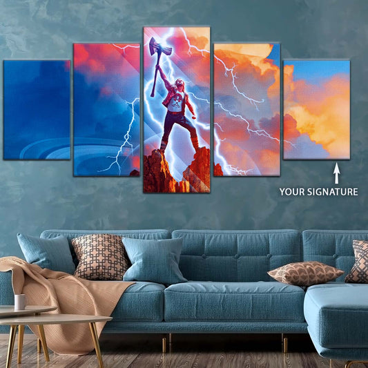Marvel Wall Art - MCU5017 - Thor - Love and Thunder - Mjolnir's Triumph - Marvel Cinematic Universe Poster - Marvel Cinematic Universe Canvas