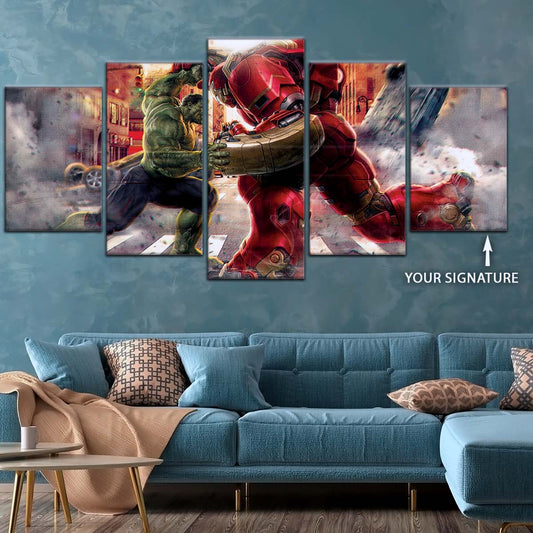 Marvel Wall Art - MCU5031 - Hulk vs Hulkbuster - Avengers Age of Ultron - Marvel Cinematic Universe Poster - Marvel Cinematic Universe Canvas