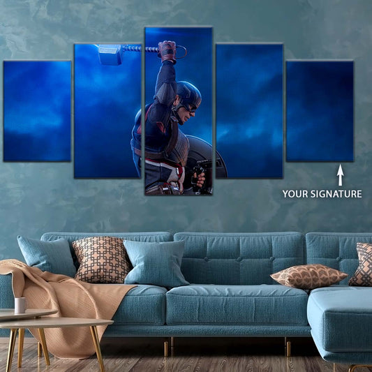 Marvel Wall Art - MCU5034 - Captain America - Steve Rogers Chris Evans - Mjölnir - Avengers EndGame - Marvel Cinematic Universe Poster - Marvel Cinematic Universe Canvas