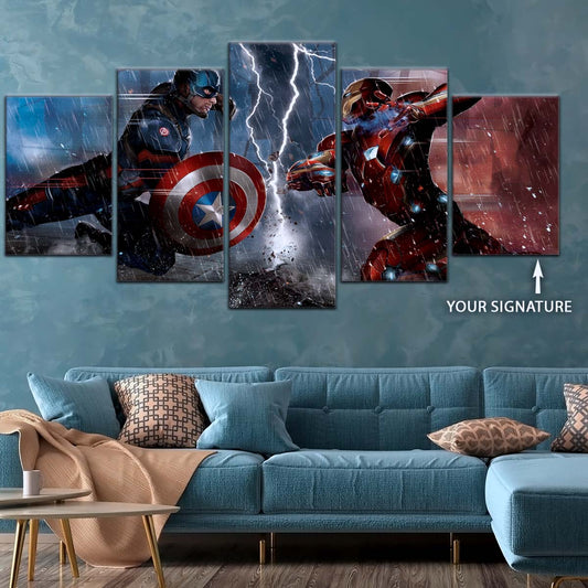 Marvel Wall Art - MCU5055 - Civil War Showdown Iron Man vs. Captain America - Marvel Cinematic Universe Poster - Marvel Cinematic Universe Canvas