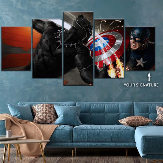 Marvel Wall Art - MCU5062 - Black Panther vs Captain America - Marvel Cinematic Universe Poster - Marvel Cinematic Universe Canvas