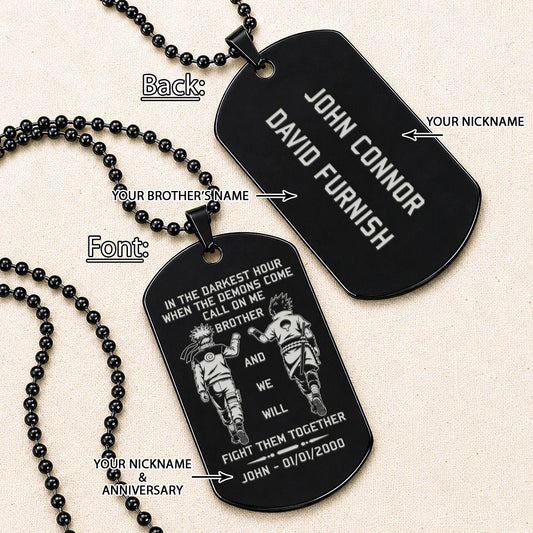 Naruto Engraved Dog Tag Necklace - NAD002 - Naruto Uzumaki - Sasuke Uchiha - Call On Me Brother