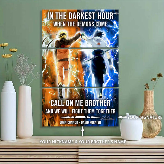 Naruto - 3 Piece Wall Art - NA001 - Call On me Brother - Uzumaki Naruto - Uchiha Sasuke - Naruto Canvas