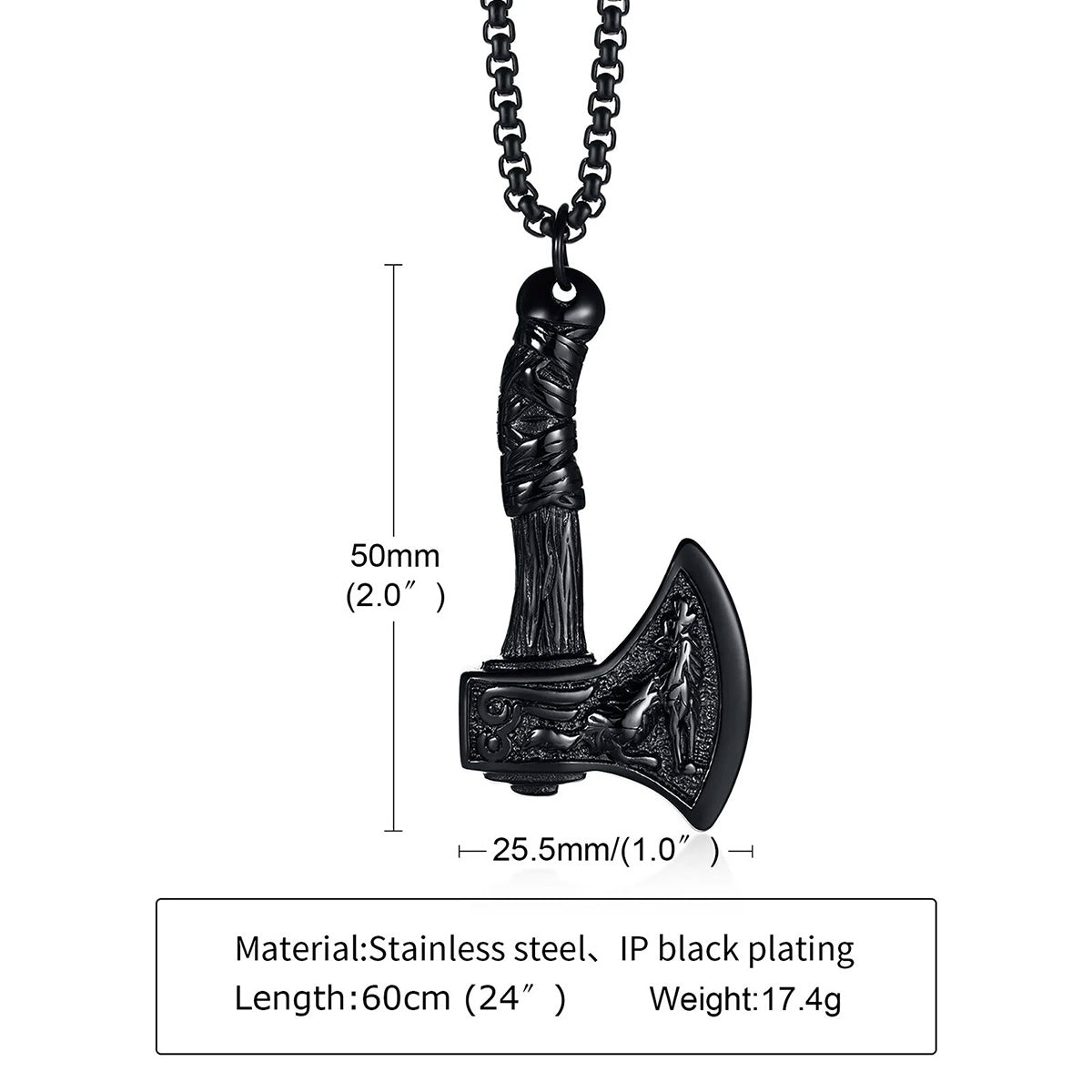Viking - Nordic Viking Axe Necklace for Men, Gothic Norse Punk Jewelry