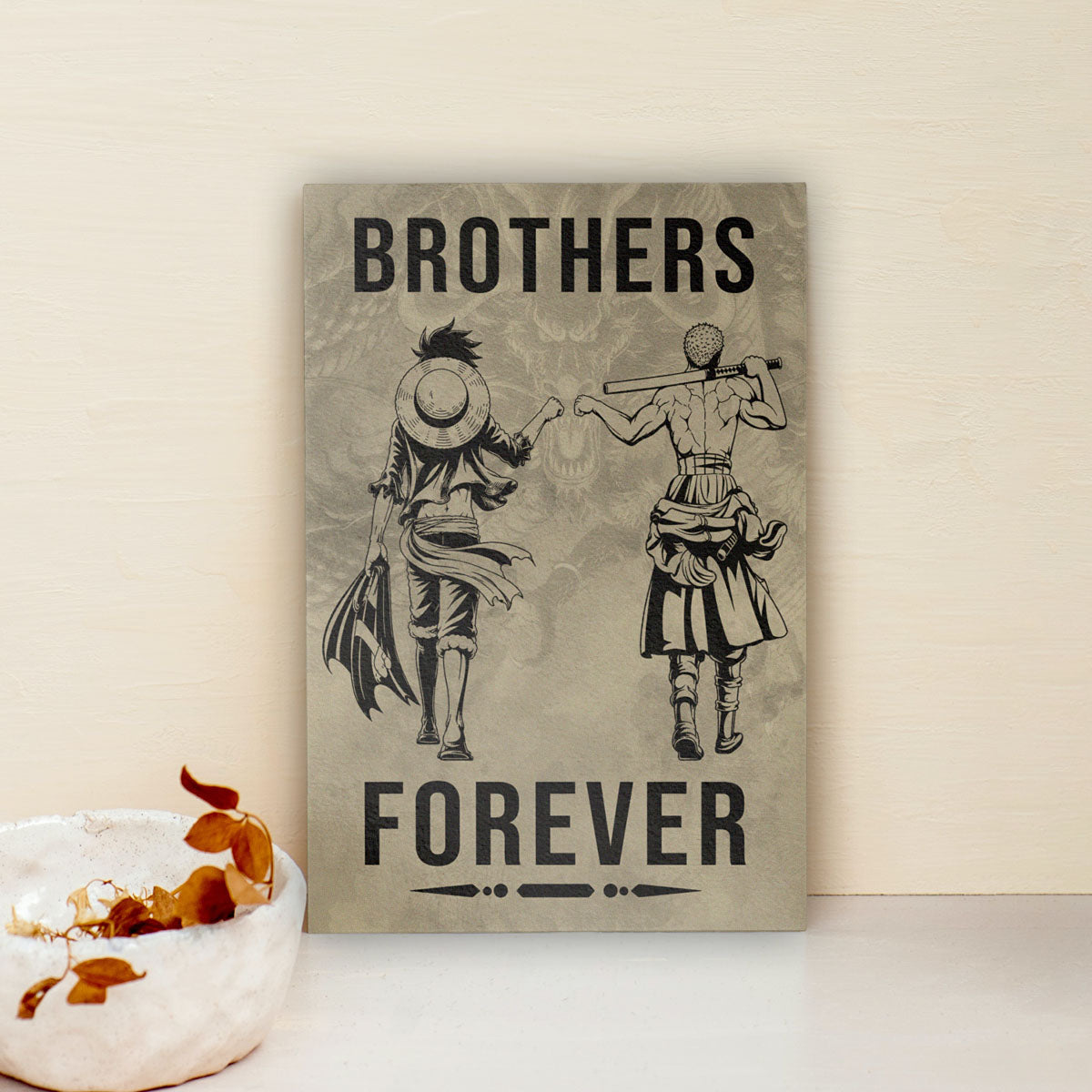 One Piece Canvas Wall Art - OP004 - Monkey D. Luffy - Roronoa Zoro - Brothers Forever