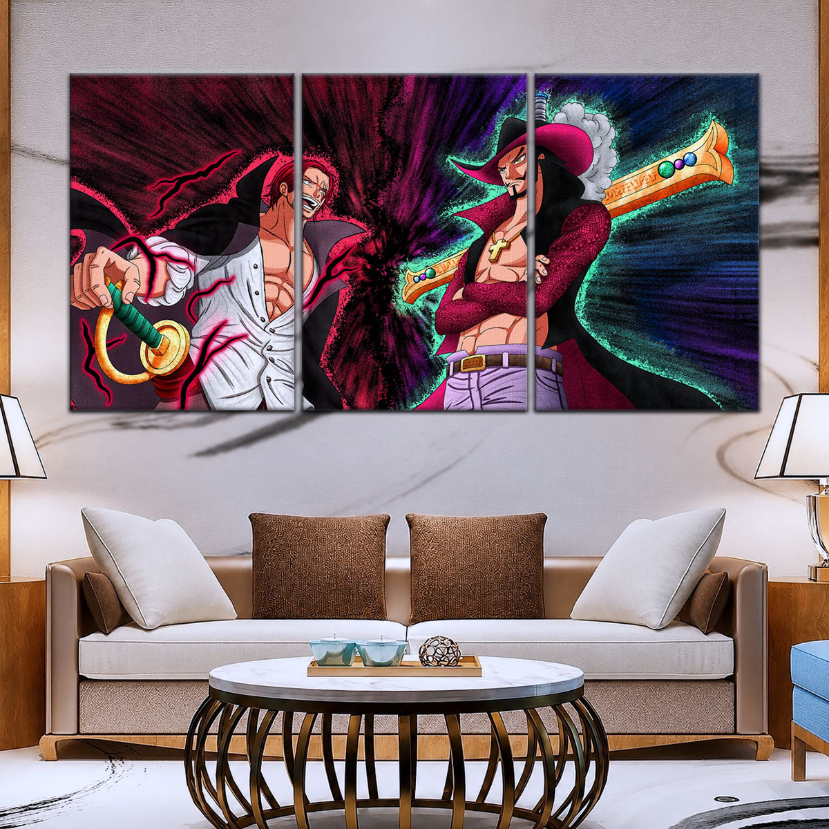 One Piece Canvas Wall Art - OP5021 - Dracule Mihawk vs Shanks