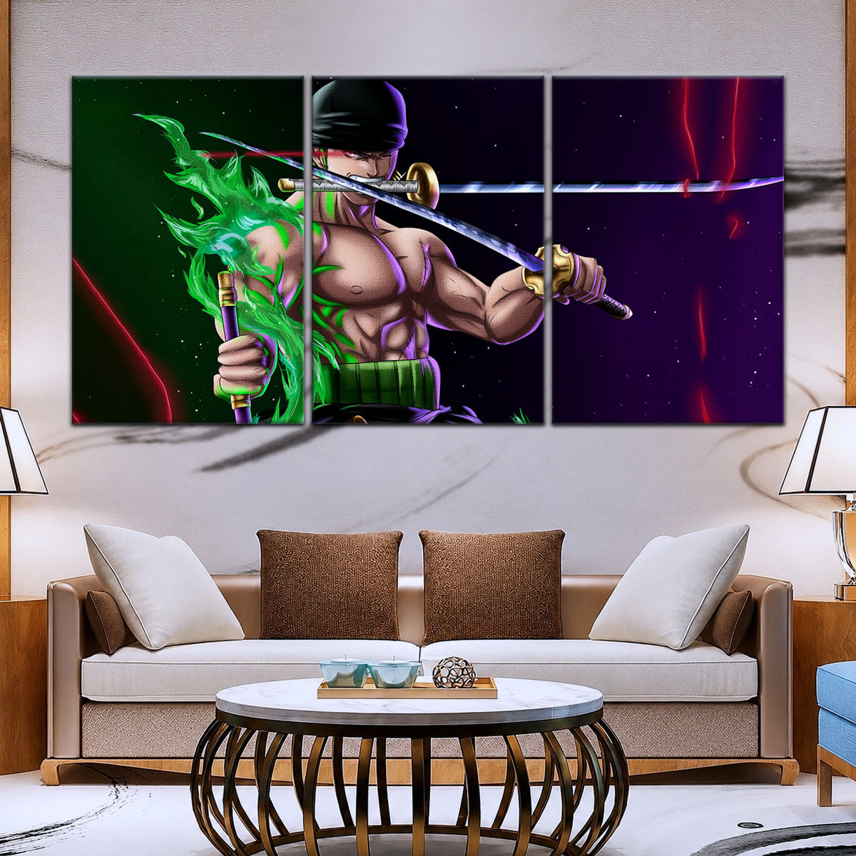 One Piece Canvas Wall Art - OP5081 - Roronoa Zoro Three Sword Style