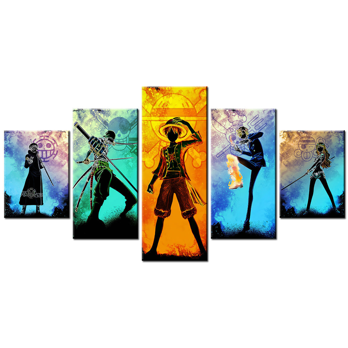 One Piece Canvas Wall Art - OP5121 - Monkey D. Luffy - Roronoa Zoro - Trafalgar Law - Sanji - Nami