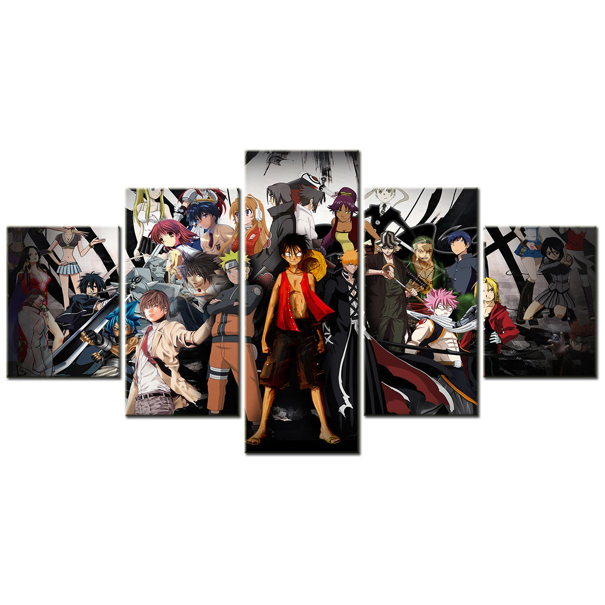 One Piece & Naruto Crossover Canvas Wall Art - OP5137 - Luffy - Zoro - Naruto - Kakashi