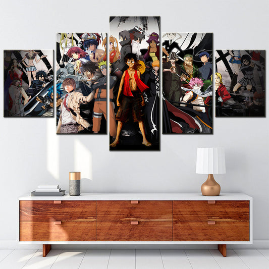 One Piece & Naruto Crossover Canvas Wall Art - OP5137 - Luffy - Zoro - Naruto - Kakashi