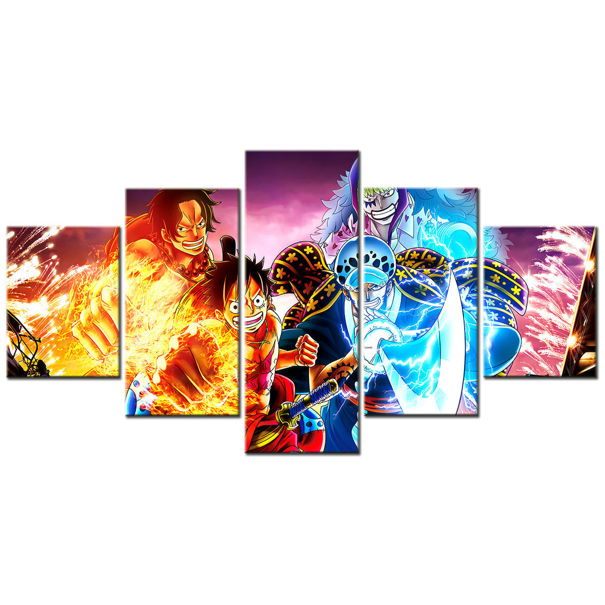 One Piece Canvas Wall Art - OP5141 - Monkey D. Luffy - Trafalgar Law - Portgas D. Ace - Bartolomeo