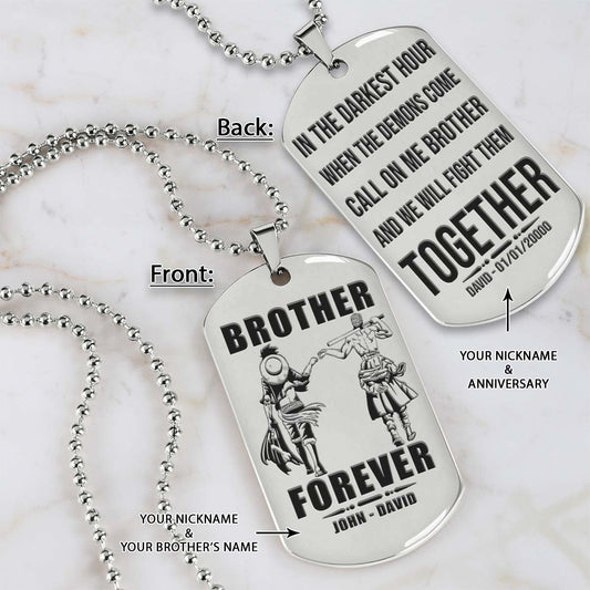 One Piece Dog Tag - Brother Forever - Call On Me Brother - Monkey D. Luffy - Roronoa Zoro - One Piece Necklace - Engrave Dog Tag